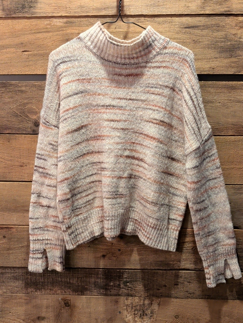 Christian Siriano Cream Multi-Stripe Mock Neck Sweater
